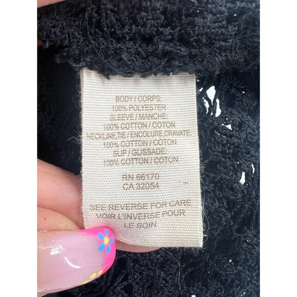 Vintage Free People Black Crochet Drop Waist Boho Whimsygoth Mini Dress 90s Y2K - Picture 16 of 16